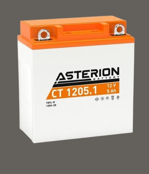 AKÜ: Asterion CT1205-1 12V 5Ah AGM Kapalı Bakımsız Motosiklet Aküsü
