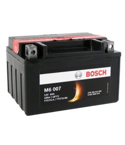 AKÜ: Bosch M6007 12V 6Ah AGM YTX7A-BS Motosiklet Aküsü (FA108 Yeni Tip)